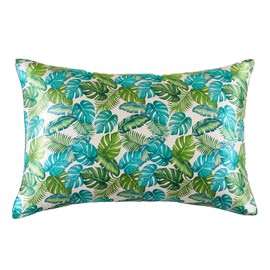 THXSILK Natural Mulberry Silk Pillowcase for Hair and Skin, Mulberry Silk Bed Pillow Cover with Hidden Zipper, 1pc Hypoallergenic Organic Silk Pillowcase (King 20"x36", Green Monstera Print)