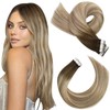 Moresoo Tape in Extensions Human Hair Balayage Tape in Hair