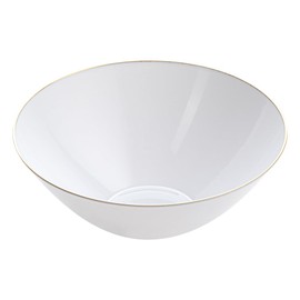 Restaurantware Moderna 6 Ounce Plastic Bowls 100 Durable Disposable Salad Bowls - Gold-Rimmed Heavy-Duty White Plastic Fancy Bowls For Warm And Cold Foods Ideal For Restaurants