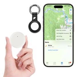 SevenTech Bibitag Bluetooth Tracker Tag and Key Finder,Works with Apple Find My (iOS Only),Item Locator for Keys, Bags, Wallets,Suitcase.with Replaceable Battery & Black Leather Case