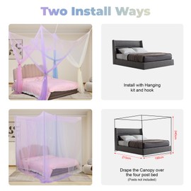Oweisong Bed Canopy Curtains Mosquito Net for Bed Full Size Bed Tent Four Corner Post Frame Bed Drapes Queen King Size