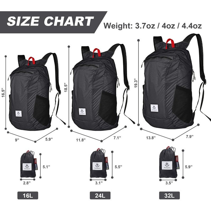Mochila de senderismo 4Monster resistente al agua, ligera, plegable, para