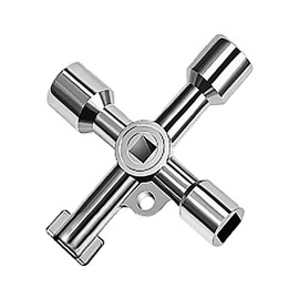 XINYUXUANXUAN 4 Way Utility Key – Cross Multi-Purpose Panel Key for Electric Cabinet, Gas Valve, Water Tap & Meter Box – Triangle, Square & Round Keys – Emergency Access Tool (4 Way Utility Key)