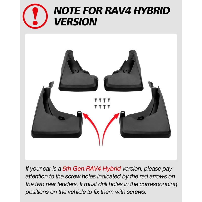 Powerty Custom Fit for Mud Flaps Toyota RAV4 2025 2024
