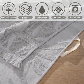 VOOVA & MOVAS 100% Cotton Jacquard Hand Towels 4-Pack (19x35) – Ultra-Absorbent, Quick-Dry Spa & Gym Towels with Decorative Tassels | Durable Bath Mat Alternative for Home, Travel & Fitness – Gray