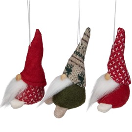 Northlight Set of 3 Red and Green Santa Gnome Christmas Ornament 4.25"