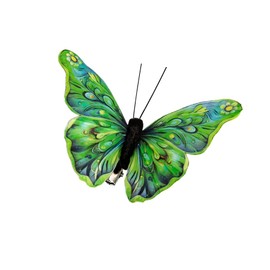 Cartanfill-Decorative 3D Butterfly Clips, Green Feather Design, Set of 12, Party and Christmas Tree Ornaments