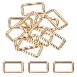 PATIKIL Metal Rectangle Rings Buckle 25mm, 10 Pcs Zinc Alloy Adjuster Sliders Webbing Strap Fasteners for Bag Belt Dog Collar Harness Backpack, Gold