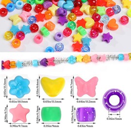 1000 Pcs 6x9 Mm Pony Beads Bulk Plastic Bracelet Beads Plastic Pony Beads for Bracelets Making Multi-Colored Bracelet Beads for Hair Braiding DIY Bracelet Necklace Key Chain and Jewelry Making