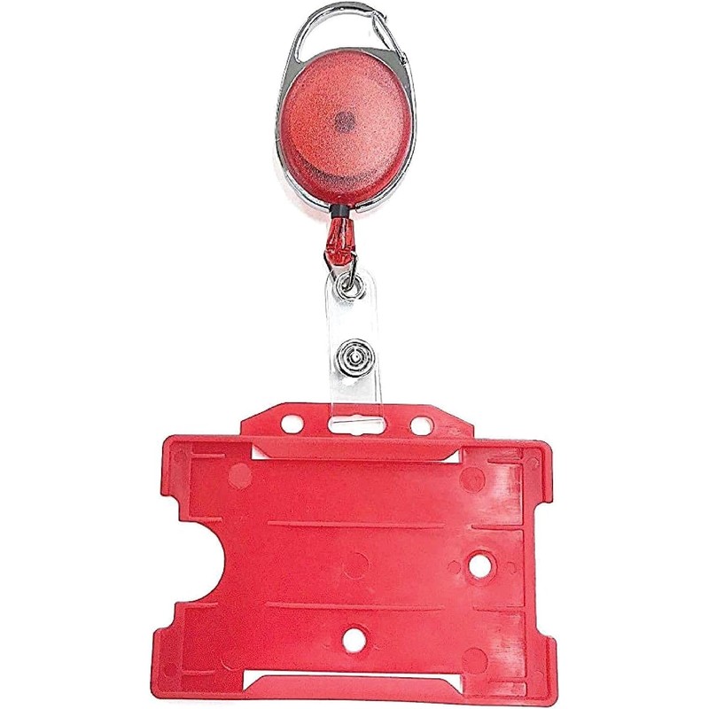 PCL Media ltd Red Retractable Badge Reel with Carabiner Clip