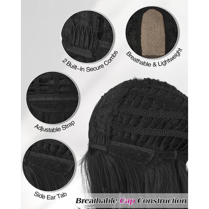 Layered Bob Wig with Curtain Bangs,Dirty Blond