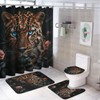 TOWINSFB 4Pcs Funny Leopard Rose Shower Curtain Sets, Bathroom Decor
