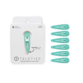 TELETIES - Snap Clip - Snag-Free Design - Hair Clip Barrette for Women & Girls - Gentle Yet Secure Hold - Smooth Finish - For All Hair Types & Textures - One Size (1.75”) - 6 Count- Totally Turquoise