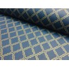 Gold Moroccan Arabic Damask Fabric Navy Blue Curtain Upholstery -