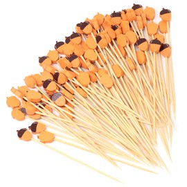 Honbay 100PCS Fall Acorn Bamboo Cocktail Picks Fruit Food Hamburger Toothpicks Cupcake Toppers Sandwich Appetizer Decorative Skewers Drink Garnish Holiday Party Thanksgiving Day Decoration Sticks