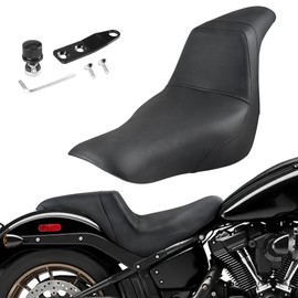 BAKAFOH One-Piece Driver Passenger Seat Motorcycle 2-up Front Rear Pillion Seat w/Thick Cushion For Harley Sport Glide FLSB Low Rider FXLR FXLRS FXLRST 2018-later Seat Accessories(Black Style)
