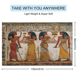 Vintage Mystical Ancient Egyptian Soft Absorbent Beach Towel, Beautiful Rustic Egypt Pharaoh&Queen Hieroglyphics Travel Vacation Single-Sided Printed Beach Towel-31 W x 51" L