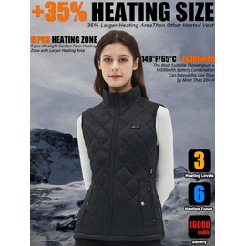 Eoyekli Womens Lightweight Heated Vest with Battery Pack Included - 16000mAh Electric Heating Vest Womens - USB Heating Clothing Winter Coats Rechargeable S