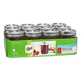 Ball 1440081200 8 Oz Regular Mouth Quilted Crystal Jelly Jar with Lids & Bands 12 Count