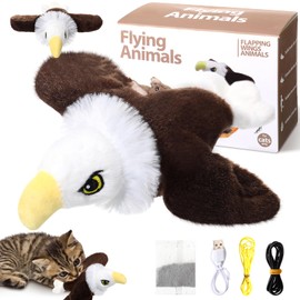 MiniInflat Interactive Flapping Eagle Cat Toy with Chirping and Flapping Wings No Flying Rechargeable Catnip Touch Activated Electronic Kittens Plush Exercise Toys for Indoor Cats Small Dogs