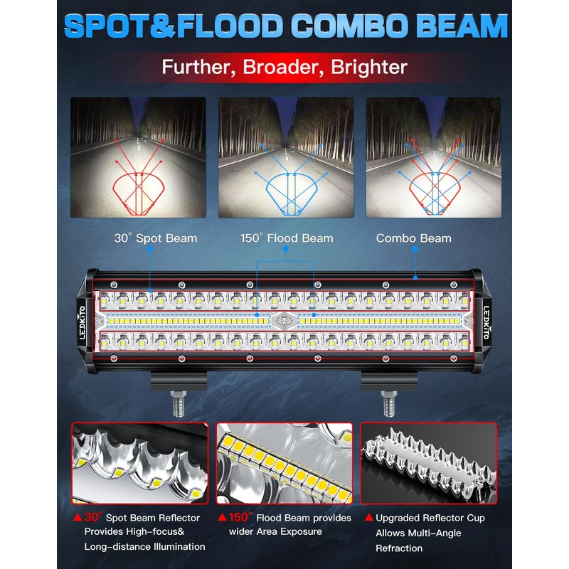 LEDKITO 12 inch LED Light Bar Kit with 5 Pin
