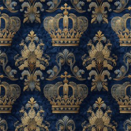 MuralPeel Blue Damask Flower Royal Crown Peel and Stick Wallpaper Self Adhesive Removable Easy Peel Off Stick on Wall Paper for Bedroom Cabinet Renter