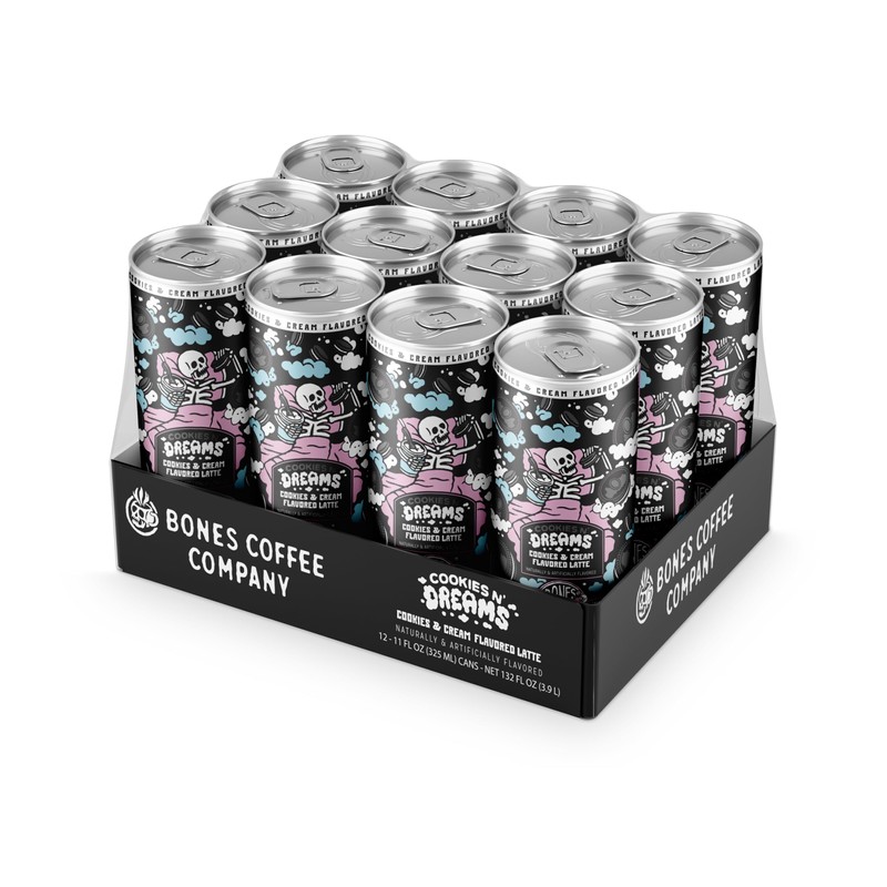 Bones Coffee Company Cookies N' Dreams Latte Flavored Coffee, Medium