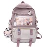 Eagerrich Backpack with Cute Pin Accessories Plush Pendant Lovely Pastel Rucksack for School Bag Student Teen Girls Aesthetic Student Bookbags Super-Capacity Waterproof Travel Backpack(Purse-4)