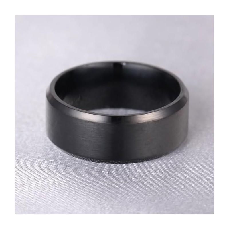 Simple Stainless Steel Ring for Men Women Black 8mm