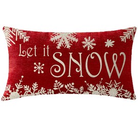 NIDITW Set of 2 Mother Birthday Gift Let It Snow Deer Christmas Trees Snowflakes Lumbar Cotton Linen Decorative Throw Pillow Cover Cushion Case Sofa Chair Long Rectangular 12x20 Inches