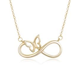 EVER FAITH 14K Gold Infinity Butterfly Necklace 925 Sterling Silver Friendship Sister Mother Daughter Necklace, Daughters Gifts from Mom, Birthday Gift Ideas for Woman