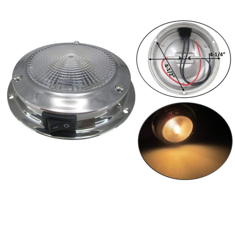 Pactrade Marine Dome Light 12V - 3-Inch Lens, Warm White