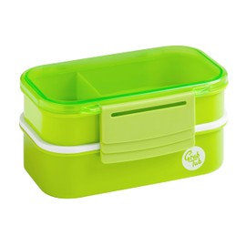 Premier Housewares Grub Tub Lunch Box with 2 Containers and Cutlery-Green, 12.5 x 20 x 9.5 cm