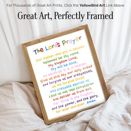 Lords Prayer Wall Art FRAMED - Religious Bible Study Scripture Decor for Church, Sunday School Classroom, Baby, Girls Room, Toddler, Boys Bedroom, Nursery - Blessed Christian Gift for Daughter, Kids