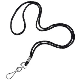 SMLBJUTE 25 Pack Lanyards for ID Badges Black Bulk Lanyards with Swivel Hook Clips for ID Name Badge Holder, Office ID Card, VIP (Circular Lanyards)