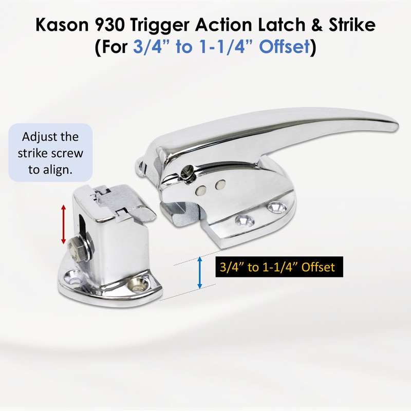 Kason 930 Trigger Action Polished Chrome Finish Latch & Adjustable