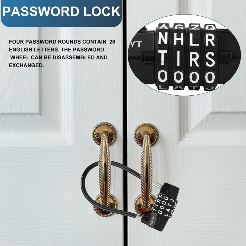 NBYT 4-Word Resettable Combination Lock, Letter Lock- Home Security Padlock