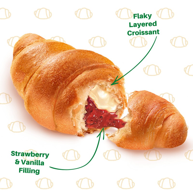 7Days Soft Croissant, Strawberry Vanilla Filling, Perfect Breakfast Pastry or