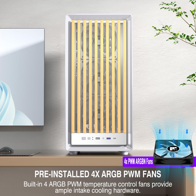 FOIFKIN M1 PC Case -Walnut Front pane Pre-Installed 4 PWM