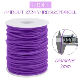 LEREATI 27.34 Yards x 3mm Hollow Pipe Tubing Rubber Cord Plastic Lanyard String with 1.5mm Hole Plastic Lacing Cord Barber Cords for Knitting Beading Bracelet Keychain Stitch Savers (White)