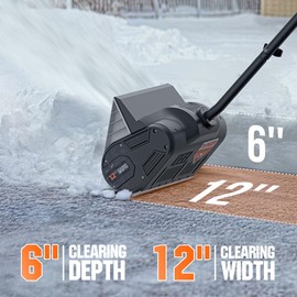 Litheli 12-Inch Cordless Brushless Snow Shovel, 20V Battery Powered Snow Thrower, 20FT Throwing Distance Snow Blower with Auxiliary Handle for Driveways, Sidewalks