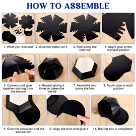 MotiMind 9 Pcs Baseball Cap Hat Baseball Shaped Gift Box Party Favors Cardstock Cardboard Candy Snack Goody Boxes Father Day(Black)