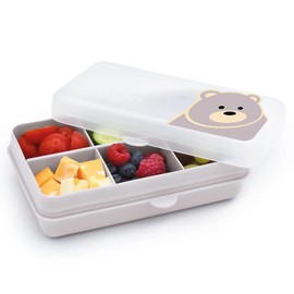 melii Mini Snackle Box – 6 Compartments, Divided Snack Container, Food Storage for Kids and Adults, Removable Dividers, Arts & Crafts, Beads, BPA-Free, Bear