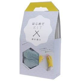 DARUMA 01-874A Knitting Kit First Kit Col.B Blue Gray Bar Knitting Kit