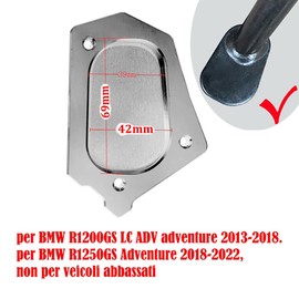 ZESIDIMO Seitenstütz platte Ständer verlängerung Motorrad zubehör für R1250GS Adventure R1250 GSA GS1250 2018-2022, für R1200GS LC ADV 2013-2018 (Silber Schwarz)