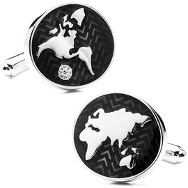 World Map Cufflink – Men's World Map – Business Style – Shirt (Black)