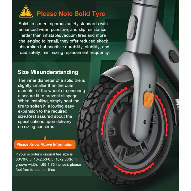 BANGTING 2PCS 60/70-6.5 Scooter Tire Tubeless - 10x2.50 Front or