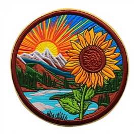 Sunflower Patch 3" Iron-on Embroidered Sublimated Applique for Clothing Vest, Sew-on Decorative Embroidery, Badge Emblem, Nature Souvenir, Wild Animal, Outdoor Patches, National Park, Wild Flowers