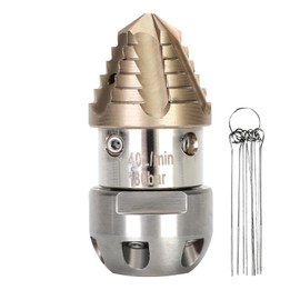 Anrain 3/8 Sewer Jetter Nozzle for 40 L/min Pressure Washer, 360 Degree 3/8 NPT Sewer Jetter Rotating Nozzle, Stainless Steel, for Vehicle Cleaning, Industrial Equipment Cleaning, 2-Year US Warranty