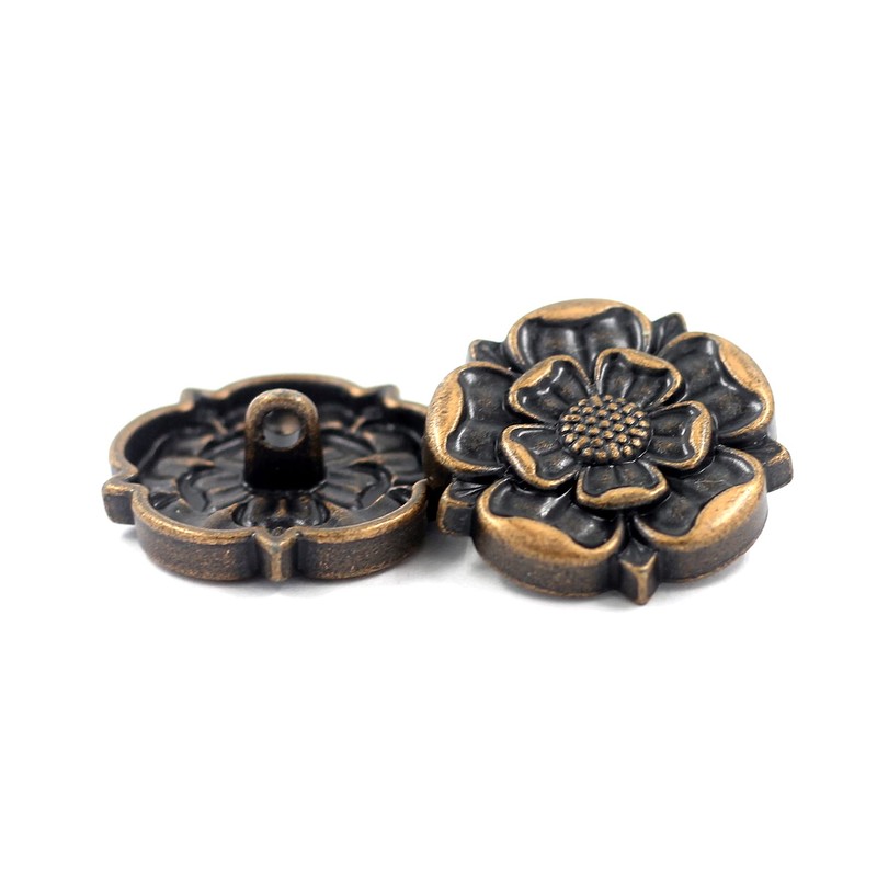 Bezelry 10 Pieces Tudor Rose Metal Shank Buttons. 25mm(1 inch)